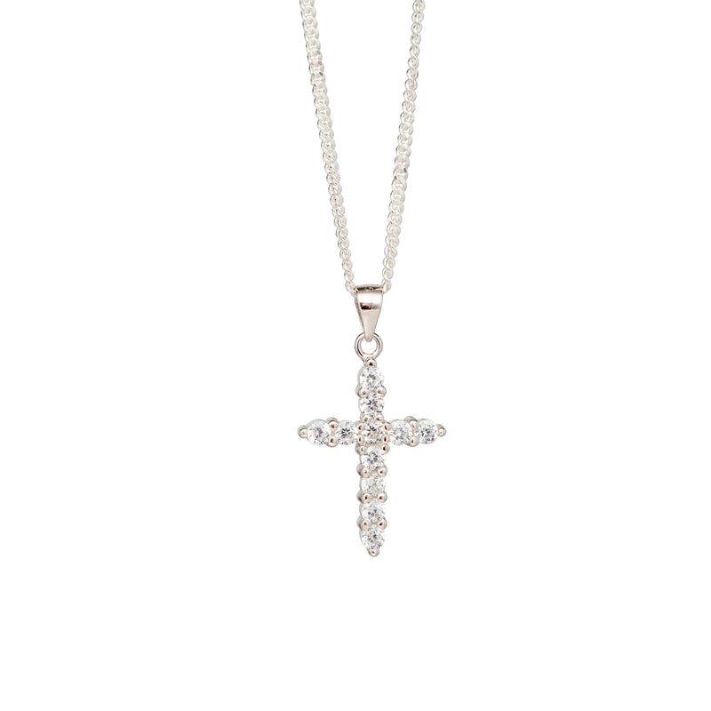 Full Silver Crystal Cross